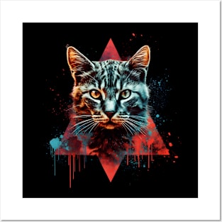 Geometric Cat Art Posters and Art